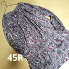 45R✨️フラワープリント チュニック ワンピース　コットンガーゼ　リボンのサムネイル