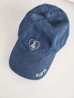 P.LATTE デニムキャップ ハート刺繍