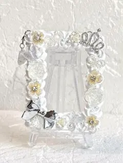 ホイップデコ トレカケース ♡ホワイトシルバーりぼん♡