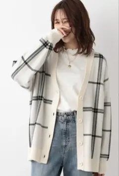 GLOBAL WORK メルティアソート柄ニットカーディガン