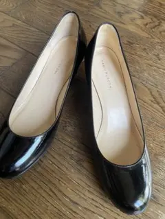 FABIO RUSCONI エナメル ウェッジソールパンプス 37.5 黒美品