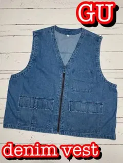 GU ジーユー デニムマルチポケットベスト2025 ワーク