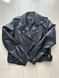 ZARA ブラック ダブルライダースジャケット