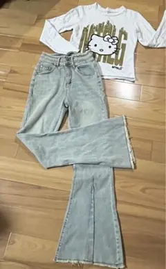 新品 SHEIN ＆美品 マテガ ジーンズ セットアップ S