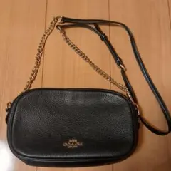COACH ブラック レザー ショルダーバッグ 袋付き