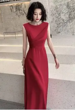 ARUKA DRESS Aラインロングドレス　赤