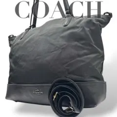 【良品】コーチ　2way ショルダーバッグ　トート　ナイロンレザー　馬車金具　黒