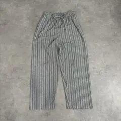 レディース リラックスパンツ イージーパンツ ストライプ グレー ウエストゴム