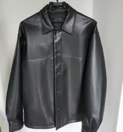 新品未使用 ナノユニバース フェイクレザージャケット 黒 Mサイズ ポケット付