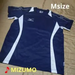 Mizuno スポーツTシャツ M ネイビー/ホワイト