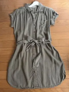 【値下げ中】　アメリカンイーグル　オリーブグリーン シャツワンピース 半袖
