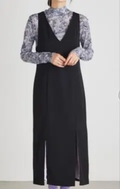 rienda．ダブルスリット　ワンピース　ジャンパースカート