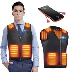 電熱ベスト モバイルバッテリー付き USB給電式 7つ加熱エリア　3段階温度調整