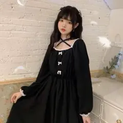 ♡新品未使用♡リボン付き黒ドレス