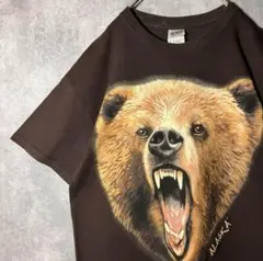 cowboy様 希少 90s GILDAN アニマル柄 Tシャツ 熊 グリズリー