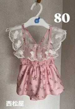 西松屋　ベビー水着 80cm ピンク 花柄