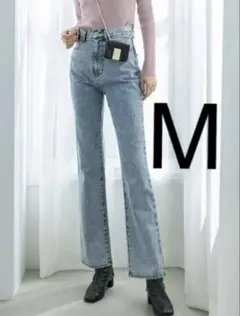 【GRL】ハイウエストセミフレアデニムパンツ