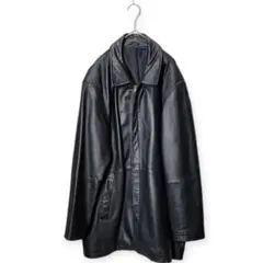 【90sヴィンテージ】ベイリーフ メンズ 羊革 レザー コート 大きめ LL 黒
