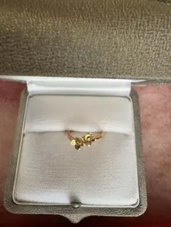 18金リング、ジュエリーマキ　ダイヤ入り花模様