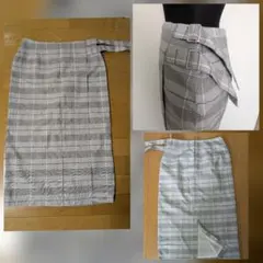 【❤新品未使用品】ナノユニバース チェック柄 タイトスカート サイドベルト付きのサムネイル