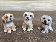わんちゃん犬の置物　3個まとめてセットガーデニング　インテリア リアルでかわいい