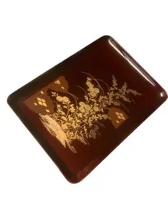 金蒔絵漆塗り祝儀盆 切手盆 菓子盆 角盆 インテリア 木製 漆器 工芸品