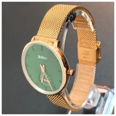 美品 レディース腕時計 新品電池 BiDen グリーン/コパー