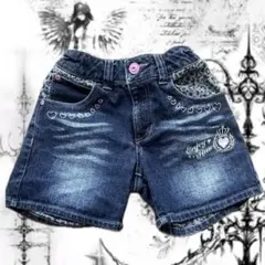 ショートパンツ 平成ギャル 平成女児 y2k デニム ヒョウ柄 リボン ハート