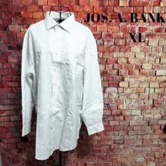 長袖シャツ チェック柄 メンズ XL コットン100% 白 ビジネス カジュアル