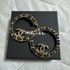 正規品!未使用CHANEL シャネル フープピアス レザー チェーン ココマークのサムネイル