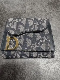 Christian Dior トロッター　サドル　三つ折り財布 ネイビー