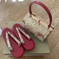 花柄和装用バッグと下駄のセット
