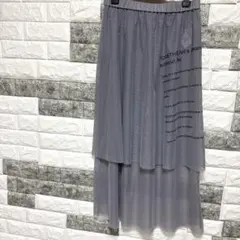 美品【JEANASIS】ジーナシスフレアスカート テキストプリントFシアーWゴム