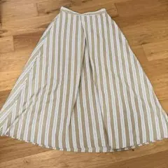 American Horicストライプ フレアスカートベージュ 大きいサイズ