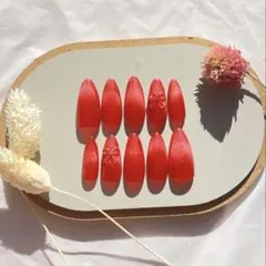 【現品】大人かわいいレッドネイルチップ