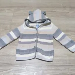 Babygap ストライプニットカーディガン フード付き