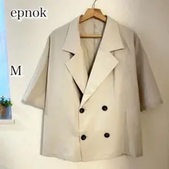 epnok ダブルブレスト 半袖テーラードジャケット オーバーサイズ M