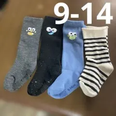 【4足セット】9-14cmベビー靴下ハイソックスクルーソックス滑り止め付き保育園