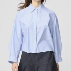 【新品タグ付き】ユニクロC コットンコクーンシャツ ストライプ ブルー L