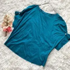 ROPE ターコイズ オフショルダー Tシャツ 袖パール付き　ゆったり