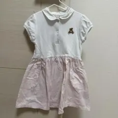 半袖ワンピース ポロシャツ ストライプ 100cm プティマイン