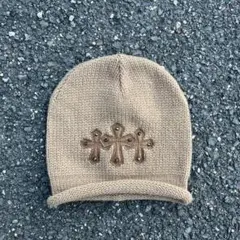 vintage クロスパッチ　レザー　ニット帽　ビーニー　00s 90s クロム