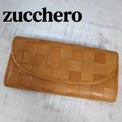 美品☆zucchero ズッケロ 長財布 ブラウン 本革 大容量 編み込み