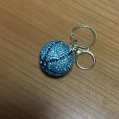キラキラ ボール型 バスケットボールチャーム キーホルダー ブルー