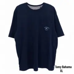 トミーバハマ RELAX ポケットTシャツ XL ネイビー 刺繍 USA古着