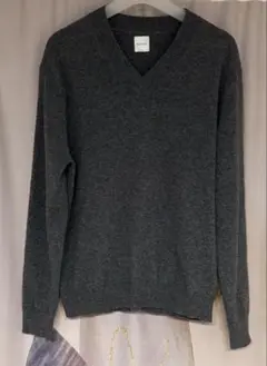 ポールスミス スコットランド製生地 ウール100% Vネックニット グレー