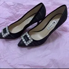 【新品】DIANA ビジュー付きブラックパンプス 22cm