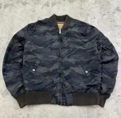 アルファインダストリーズ　MA-1　カモ柄　ブルゾン　古着　ブラック