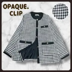 OPAQUE.CLIP 千鳥格子 ノーカラージャケット 金ボタン フォーマル　M