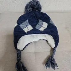 子ども用ニット帽 ポンポン付き